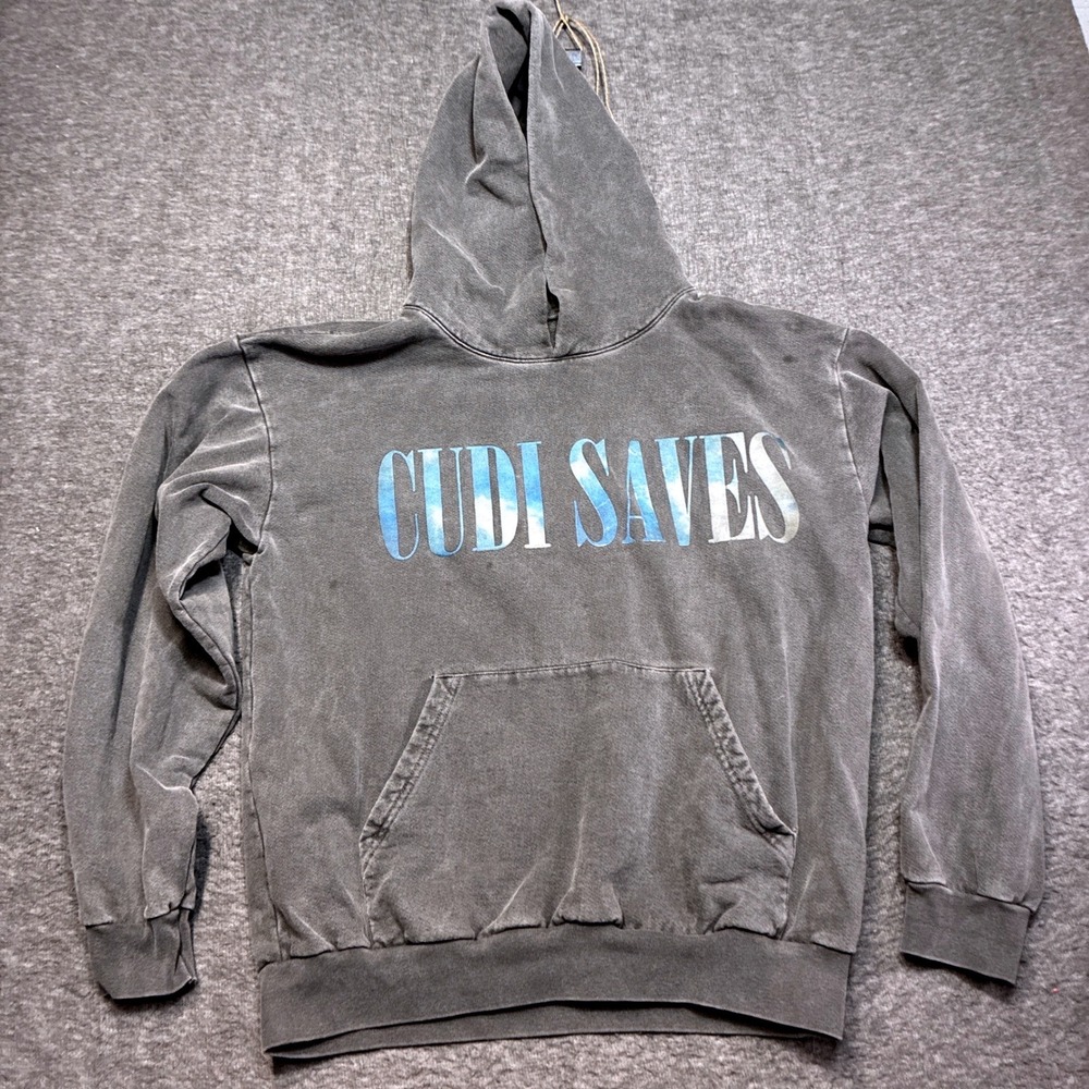 Kid Cudi Coachella 2019 Baptized In Fire Hoodie Mens Large Grey Cudi Saves